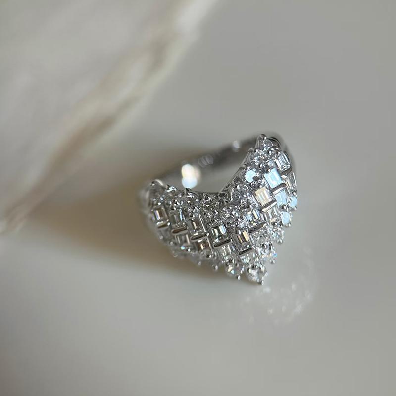 Dainty Vintage Heart Rings For Women Diamond Ring Aesthetic Wedding Bands Jewelry Gift