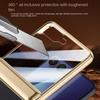 Pro Samsung Galaxy Z Flip 7 Kožené 360° Otočné Stojánkové Magnetické Tvrzené Sklo Přední Membrána Ochranné Pouzdro proti Pádu s Otevíráním na Otisk Prstu