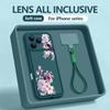 Flower Floral Patterned Soft Lanyard Case For iPhone 17 Pro Max 16 14 15 17 Pro 12 13 Pro Max Air 16e 11 Wrist Strap Phone Cover