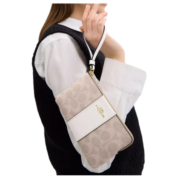 Coach 15 Brand Logo Zipper Closure Coated Canvas Mini Clutch Women clutch Chalk Multicolor CW854-IMXDM