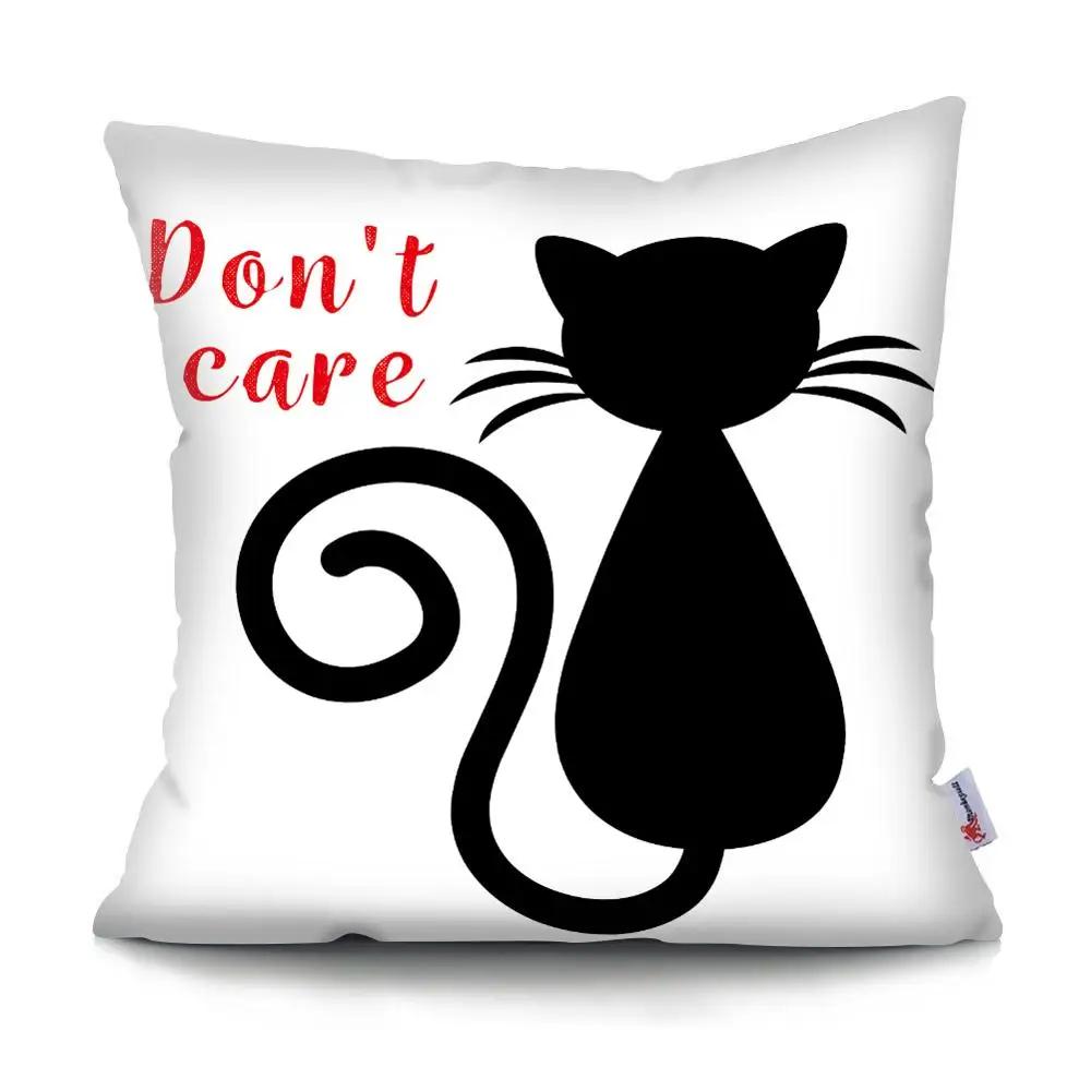 Black Cat Cushion Cover Pet  Sofa Bedroom Decoration Pillowcase Pattern   Case