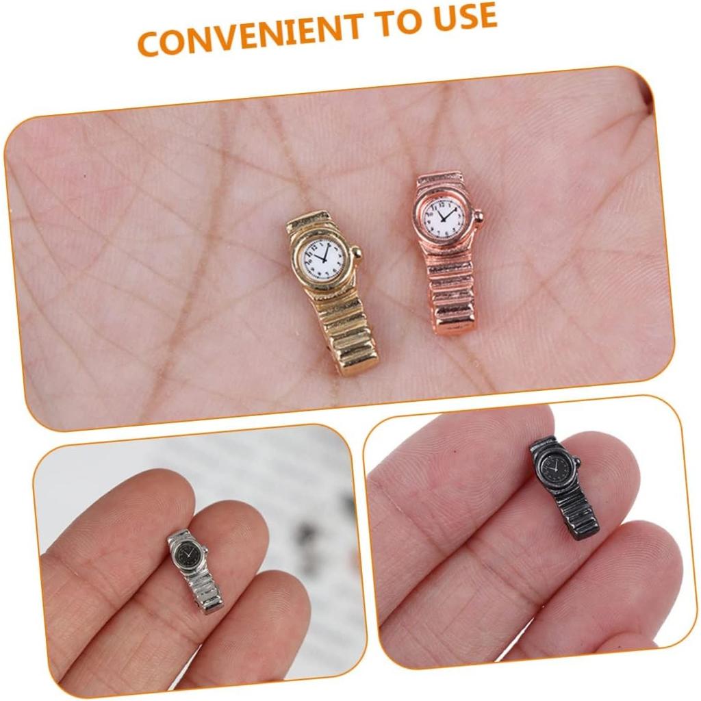 4 Pieces Micro Toy Christmas Decor Baby Doll Playset Furniture Accessories Mini Furniture Watch Toy Miniature Watches Mini Dolly Watches Pocket Watch