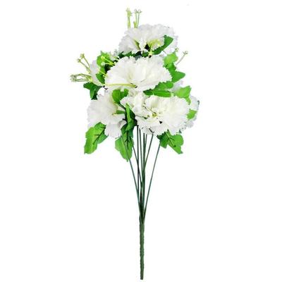 White Bouquet of Artificial Carnations with Gypsophila - 9 Pieces, 50 Cm