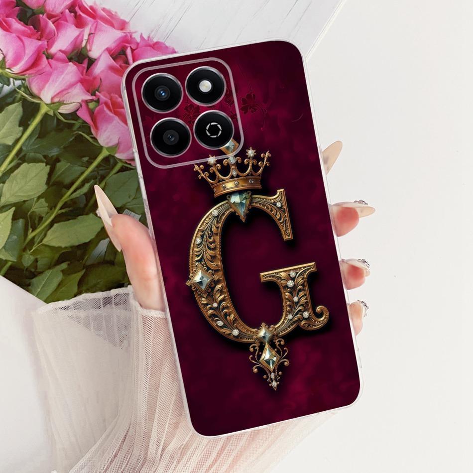 For Honor X7C Royal Crown Initial Letter Couple Phone Case For Honor X7c ALT-LX2 Soft Silicone TPU Cases Bumpers