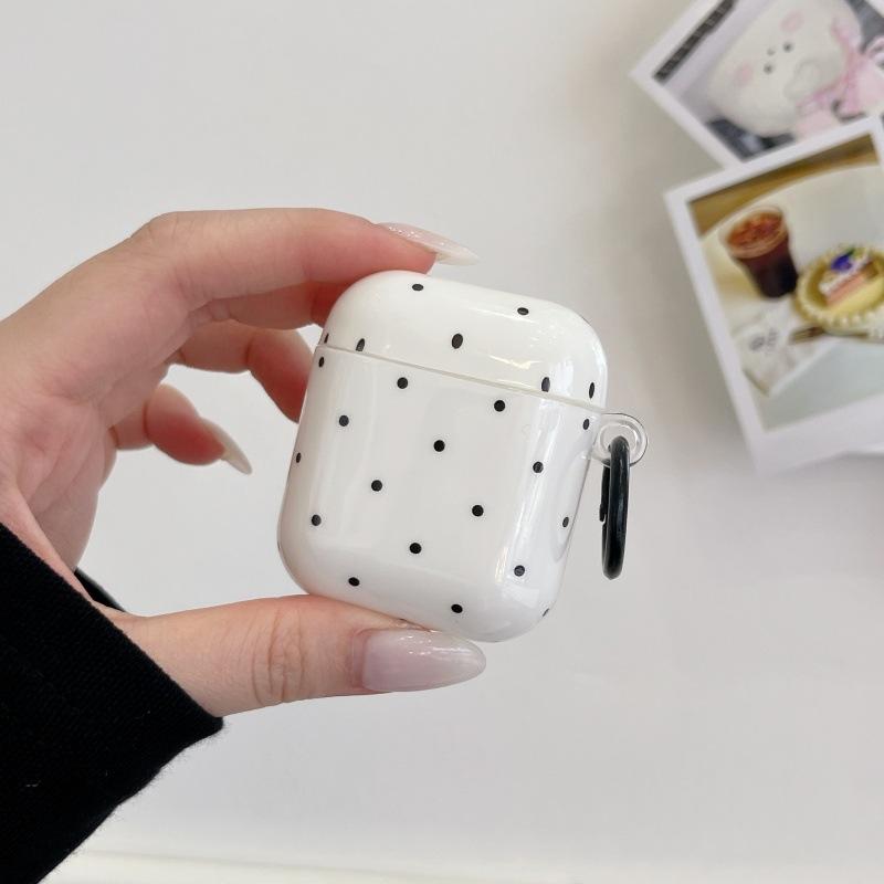 Korejský bílý podklad černé puntíky pro AirPods 1 /1 ochranné pouzdro pro1 apple bluetooth 1/1 generace pouzdro na sluchátka