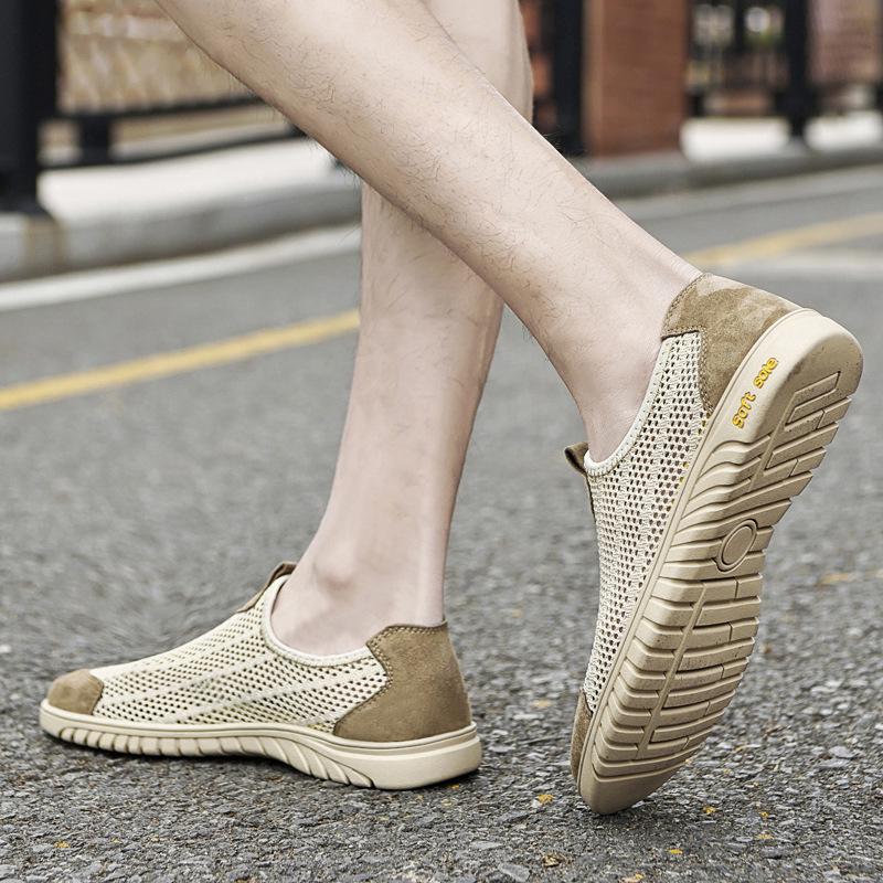 2025 Men's Breathable Mesh Slip-On Casual Shoes – Soft Sole, Large Sizes Available