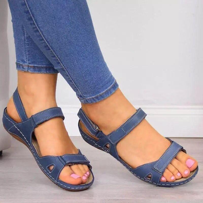 

Big sandals women s summer new Velcro Roman women s shoes 43 синий