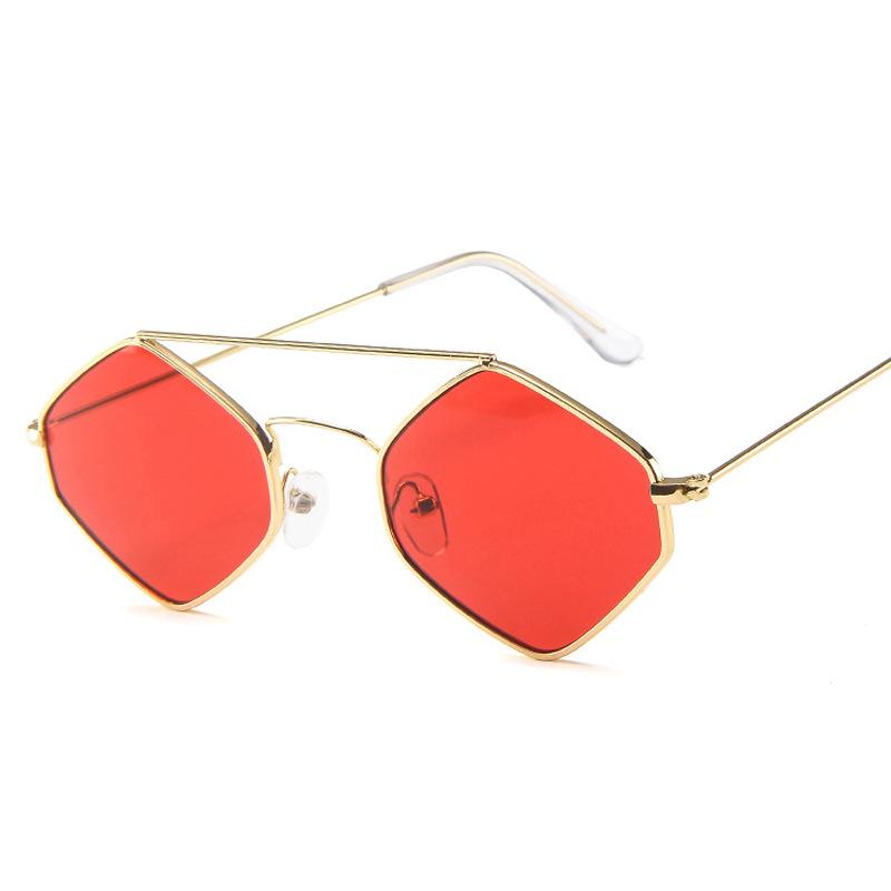 Fashion Diamond Sunglasses Women Retro Metal Double Beam Wild Eyeglasses Polygonal Ocean Glasses Metal