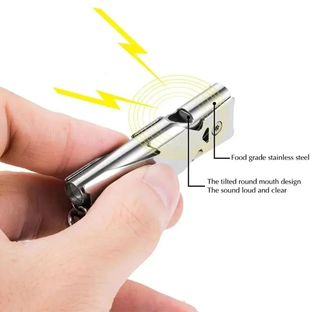 High Decibel Dual Whistle Keychain, Outdoor Camping Emergency Survival Tool, Portable Multifunctional Whistle