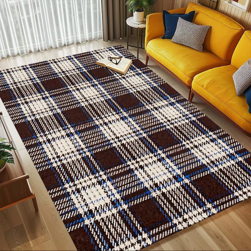 Plaid Pattern Pattern Area Rug, Office Carpet Indoor Outdoor Entrance Doormat, Non-Slip Soft And Comfortable, Living Room, C122041
