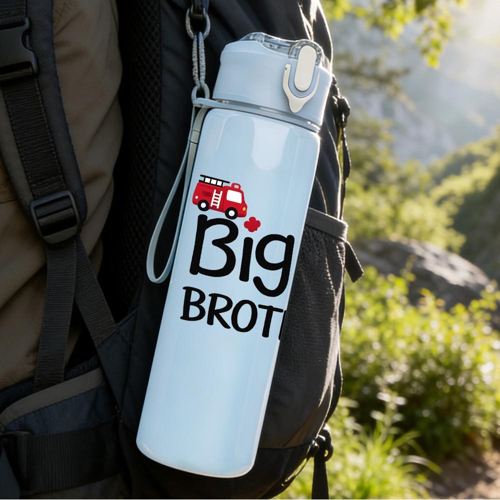 1PC Big Brother Truck Kid Slogan Print 750ml Color Plastic Sports Water Bottle Leakproof Flip Straw Lid Suitable for Sports Office Home Use
