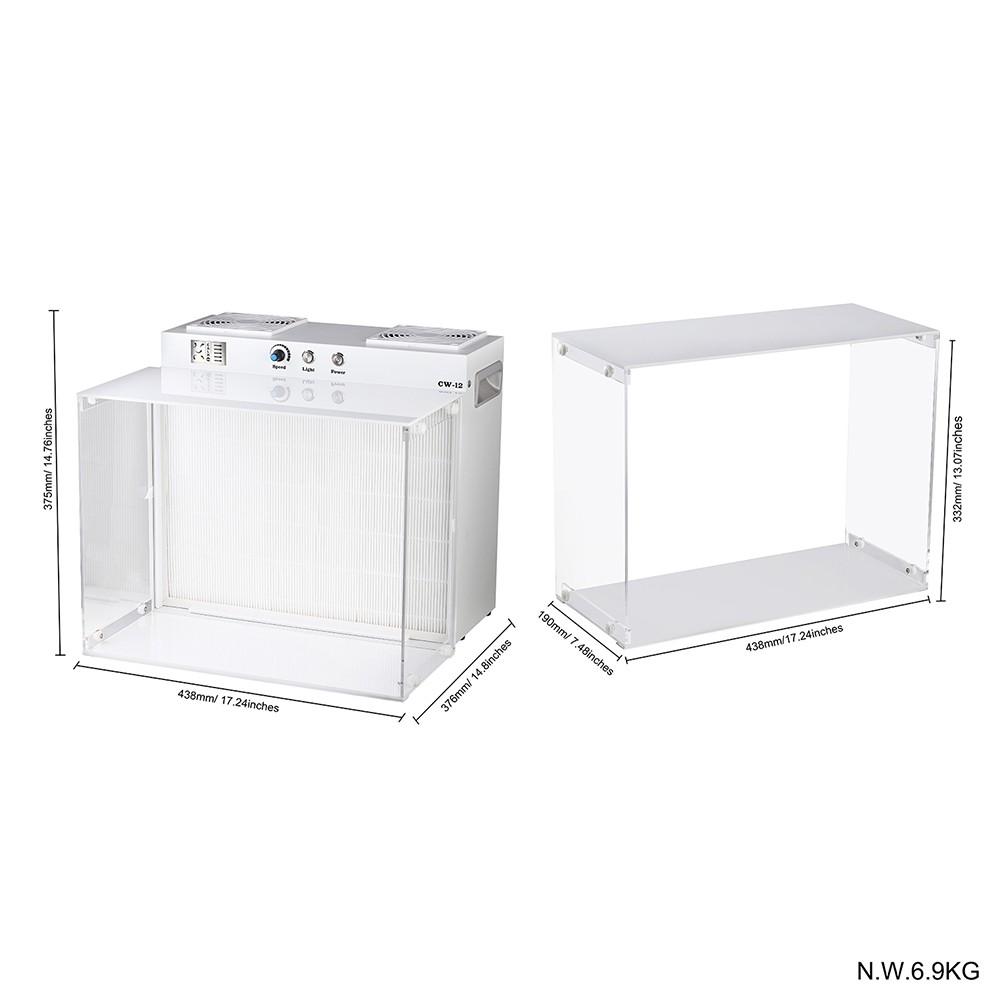 LTQ VAPOR CW-12 Laminarflödesbänk, 17"x13" FFU Inokuleringsbox Fläktfilterenhet för Laboratorium, Renrum