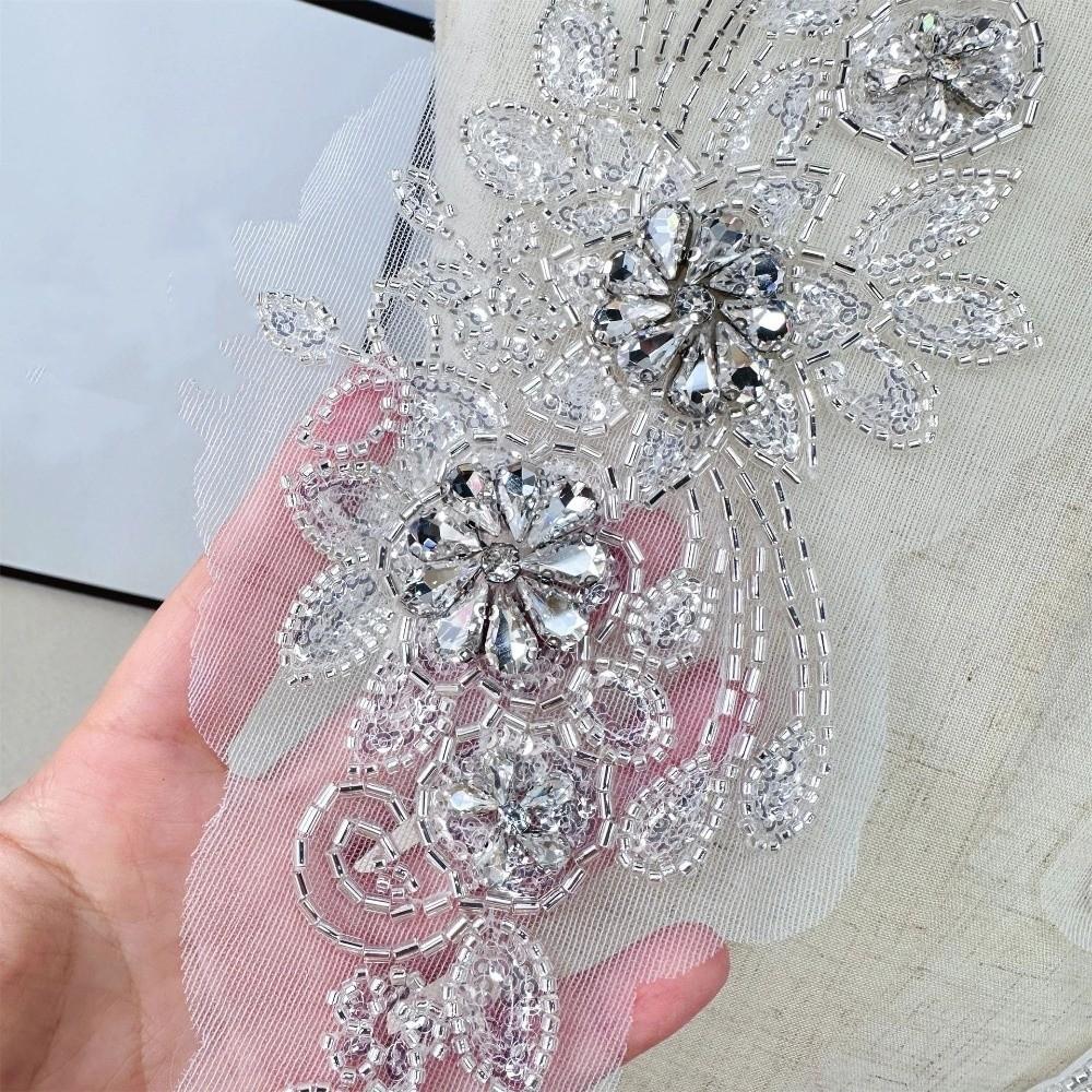 Flower Design Lace Flower Applique Rhinestones Dress Patches Patch Repair  Wedding Dresses