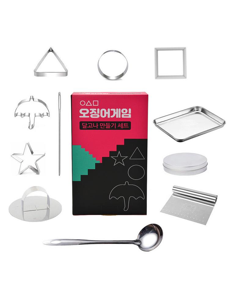 Herramientas para Hacer Dulces de Azúcar Coreanos Cortadores de Galletas de Acero Inoxidable Moldes para Galletas Molde para Caramelos Molde para Galletas para Fan de Squid TV y Niño