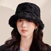 Winter Hat for Women Plush Warm Basin Hat Big Head Circumference Lamb Velvet Fisherman Showing Face Small Checkered Bucket Hat Trendy