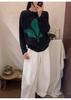 Red Bow Embroidery Knit Top: Women's Round Neck Long Sleeve, 2025 Autumn/Winter Fashion