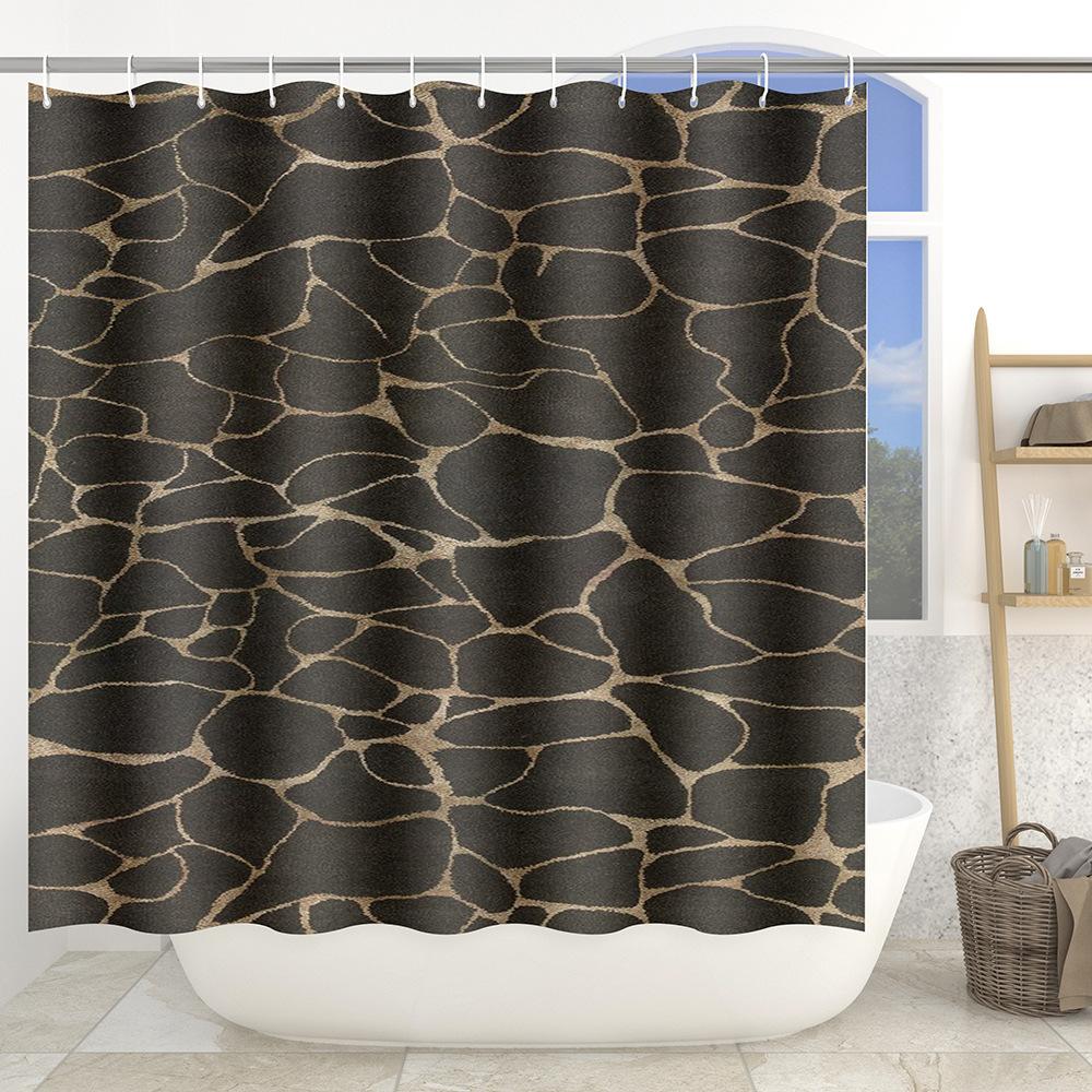 Marble Texture Printing Bathroom Non-Slip Floor Mat Shower Curtain Combination Carpet European And American Style