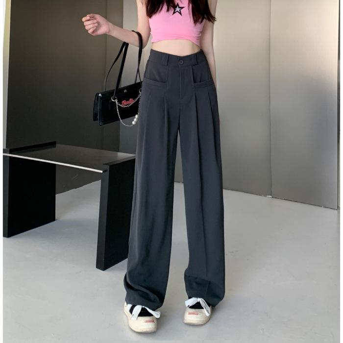 

Белые широкие брюки женские летние тонкие брюки в пол с высокой талией повседневные брюки прямого кроя из ледяного шелка с драпировкой 2XL