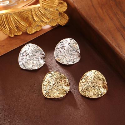 Trendy European & American Style Gold Plated Sequin Stud Earrings - Elegant High-End Fashion Jewelry for Women