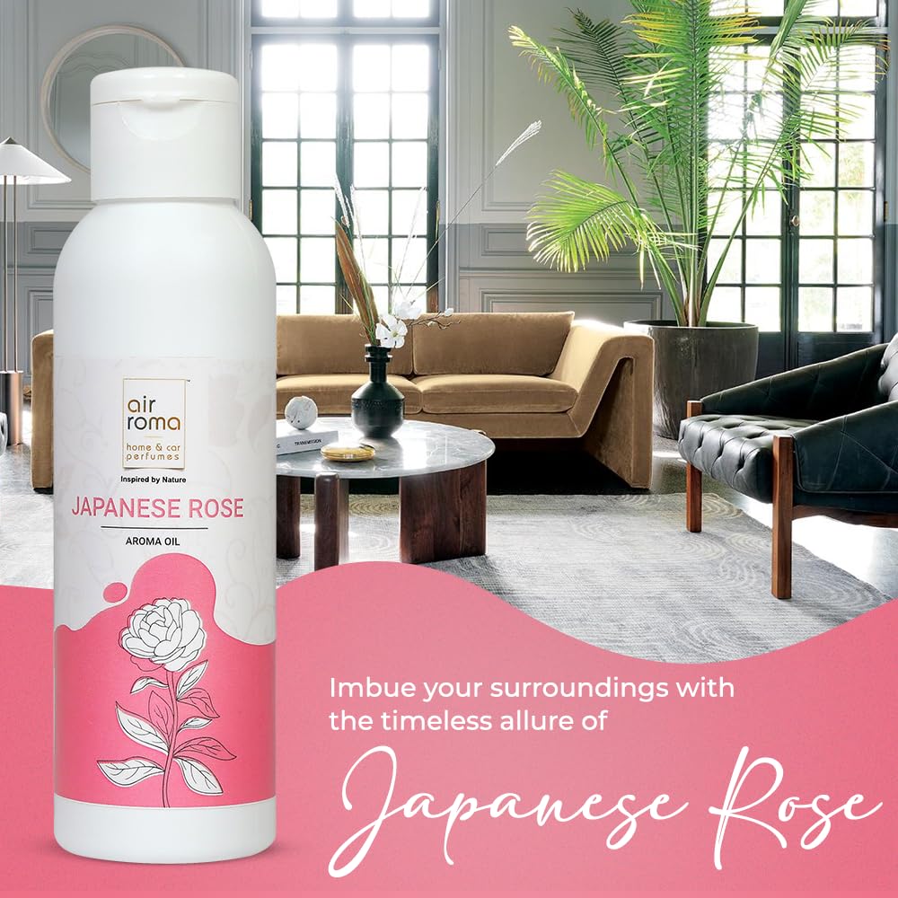 AIR-ROMA Japanese Rose Pure, Natural and Undiluted Aroma Diffuser Oil - 100ml No Chemicals, Additives, Artificial Fragrance