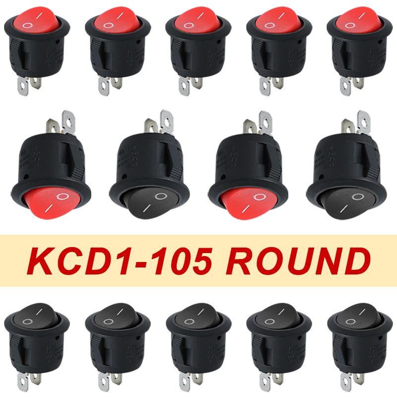 5/20/100Pcs 2Pins ON-OFF KCD1 Round Rocker Switch Push Button Electrical Power Toggle Switch for Car Boat Switches