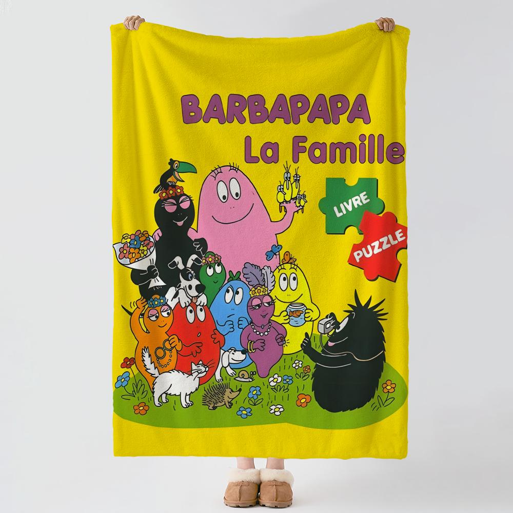 cartoon B-Barbapapa-a Throw Thick Comfort Flannel Quilt, Multi-scene Use Indoor Outdoor Daily Nap