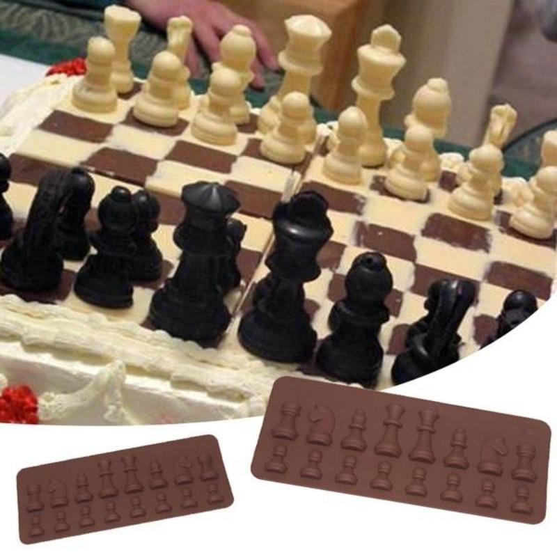 Mini Chess Shaped Ice Chocolate Sugar Cake Decor Silicone Cube Tray Chess Mold Kitchen Tool