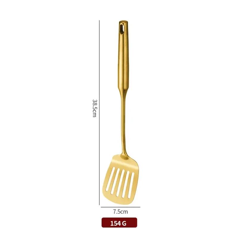 Edelstahl Suppe Reis Löffel Spachtel Sieb Braten Schaufel Gold Lange Griff Antihaft Restaurant Küche Gadget Sets