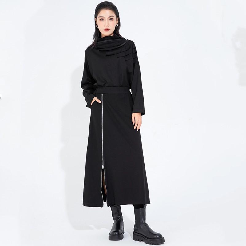 Plus Size High Waist Vintage Black Spring Summer Autumn Casual Loose Long for Woman Skirts Womens Skirt