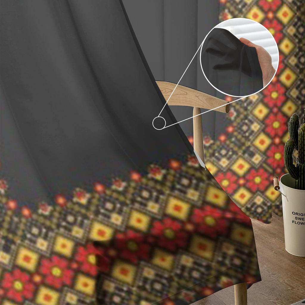 Ukrajinský lidový etnický ornament Průsvitné záclony do obývacího pokoje Průhledná tylová okenní záclona Dekorace do ložnice a kuchyně Závojové závěsy