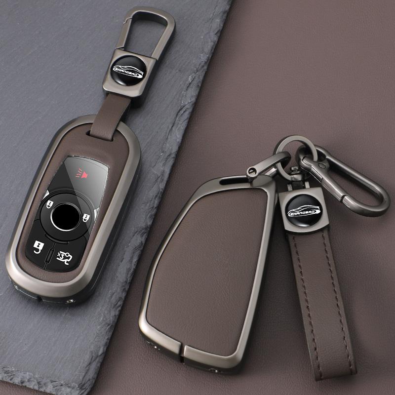 Auto Key Fob Cover Fit For Buick B 5 Buttons Opel Astra G H J Mokka Insignia Vectra Meriva Corsa Zafira Zinc Alloy+Leather Auto Accessories