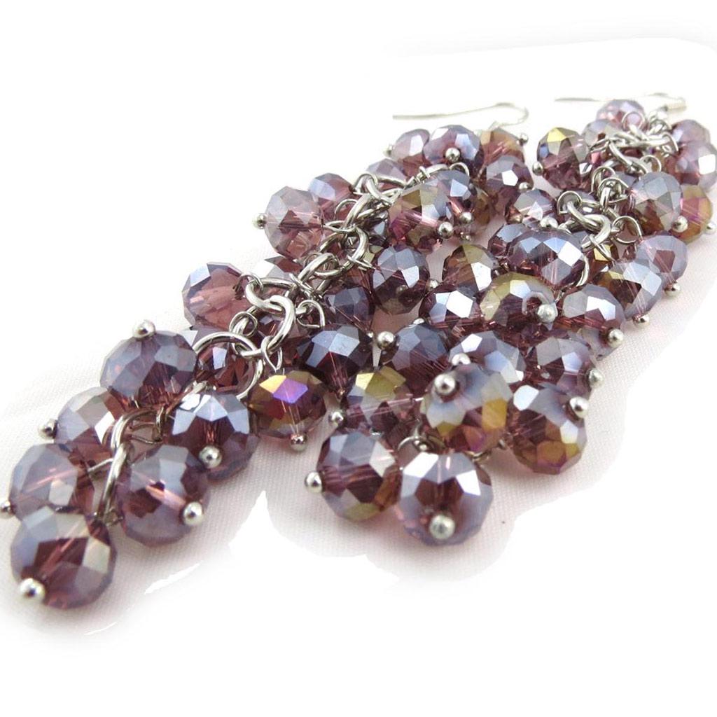 Les Trésors De Lily [J3967] - Purple 'Mineralia' Designer Earrings