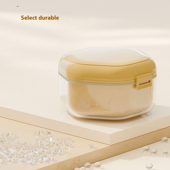 Double Layers Retainer Case Portable Soaking Denture Bath Box with Strainer Basket Invisible Brace Mouth Guard Dental Aligner Container Holder