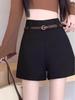 2026 Spring/Summer Women's Grey A-Line High-Waisted Wide-Leg Suit Shorts