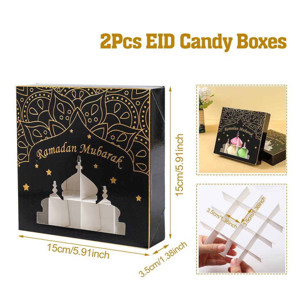 Eid Mubarak Cake Box Cookie Dessert Box Ramadan Decoration for Home 2025 Ramadan Kareem Islam Muslim Party Supplies Eid Al-fitr
