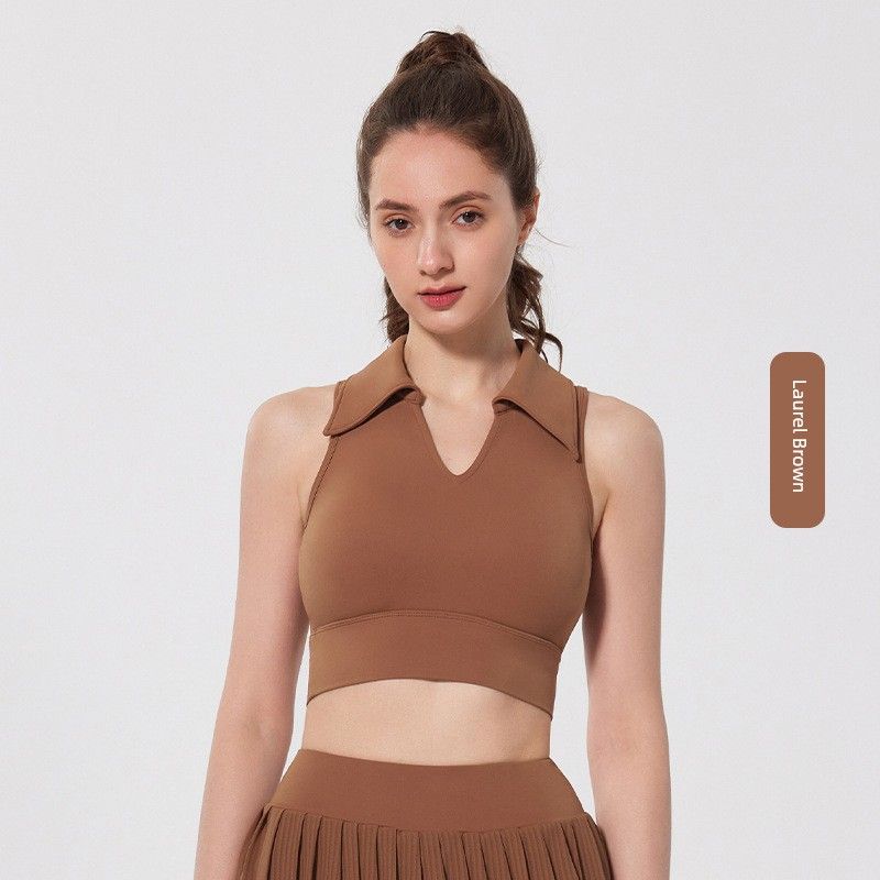 

Foreign Trade with Chest Pad Lapel Quick-Drying Slim Fit Sports Vest Laurel Brown M