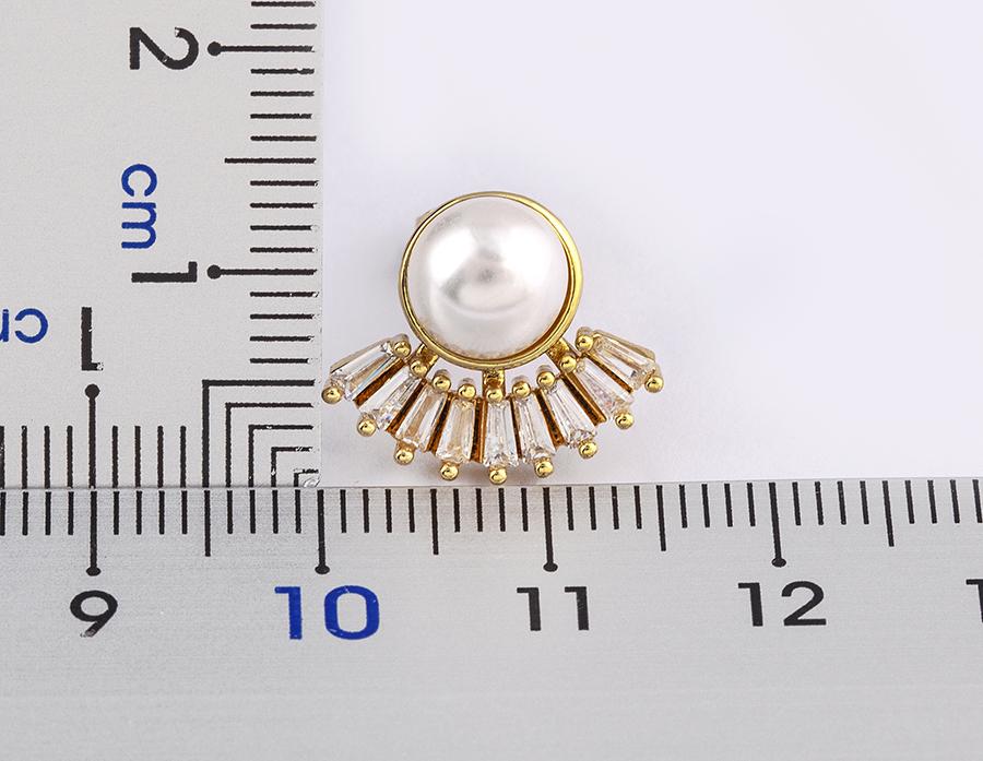 Nidin French Light Luxury Gold Color Natural Freshwater Pearl Stud Earrings For Women Korean Zircon Exquisite Party Jewelry Gift