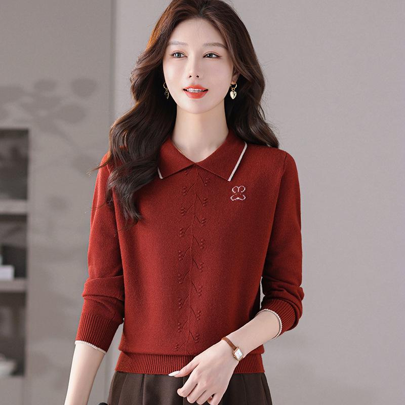 Women's V-Neck Knitted Sweater - 2025 New Autumn/Winter Style, Long Sleeve Solid Color Base Shirt