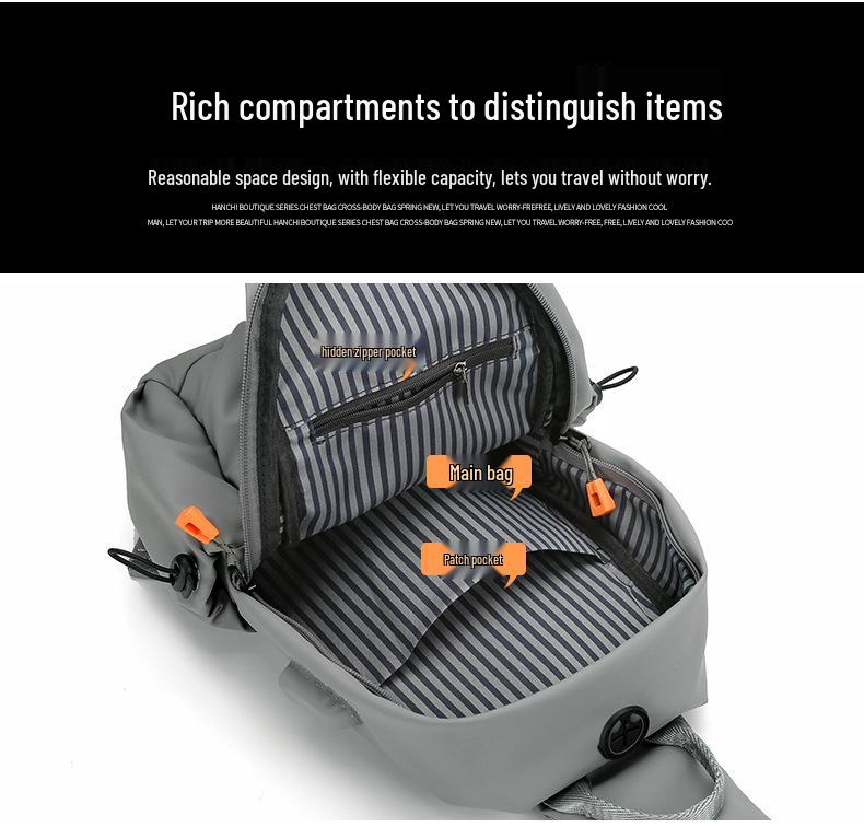 Men's Trendy Single Shoulder Crossbody Sling Backpack - Lightweight Solid Color Casual Bag