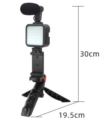 Kit Microfono Professionale per Vlogging Video Studio di Fabbrica Originale Tuta Fotografica con Supporto Treppiede e Luce LED