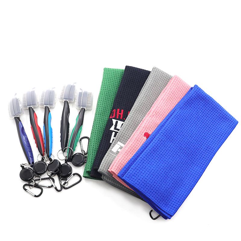 Golf Towel Set 3-Piece: Microfiber Waffle Weave with Pineapple Grid Design for Ball Cleaning