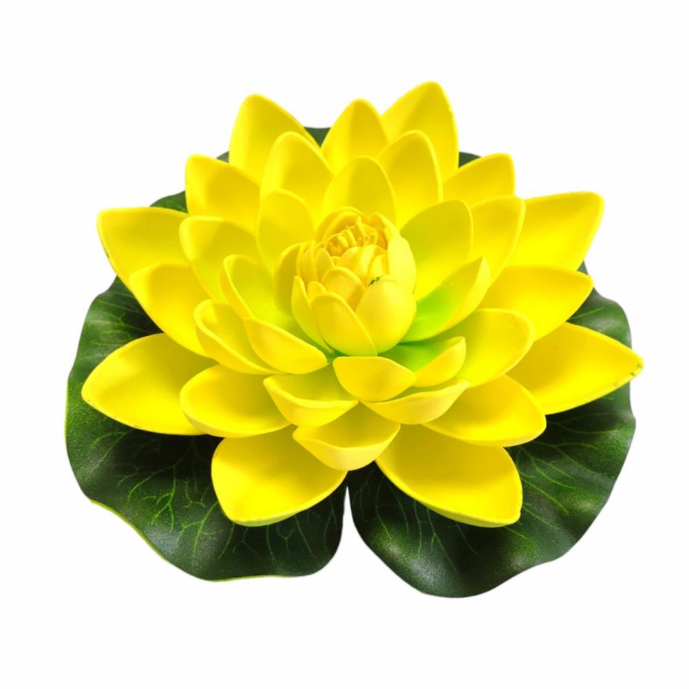 18cm Colorful Artificial Lotus Fake Floating Water Lily Flower Lotus Lifelike Micro Landscape Pond Plants Garden Pool Decor
