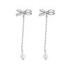 Original Bow with Diamond Long Super Fairy Fringed Earrings Korean Version of Simple Temperament Water Drop Earrings