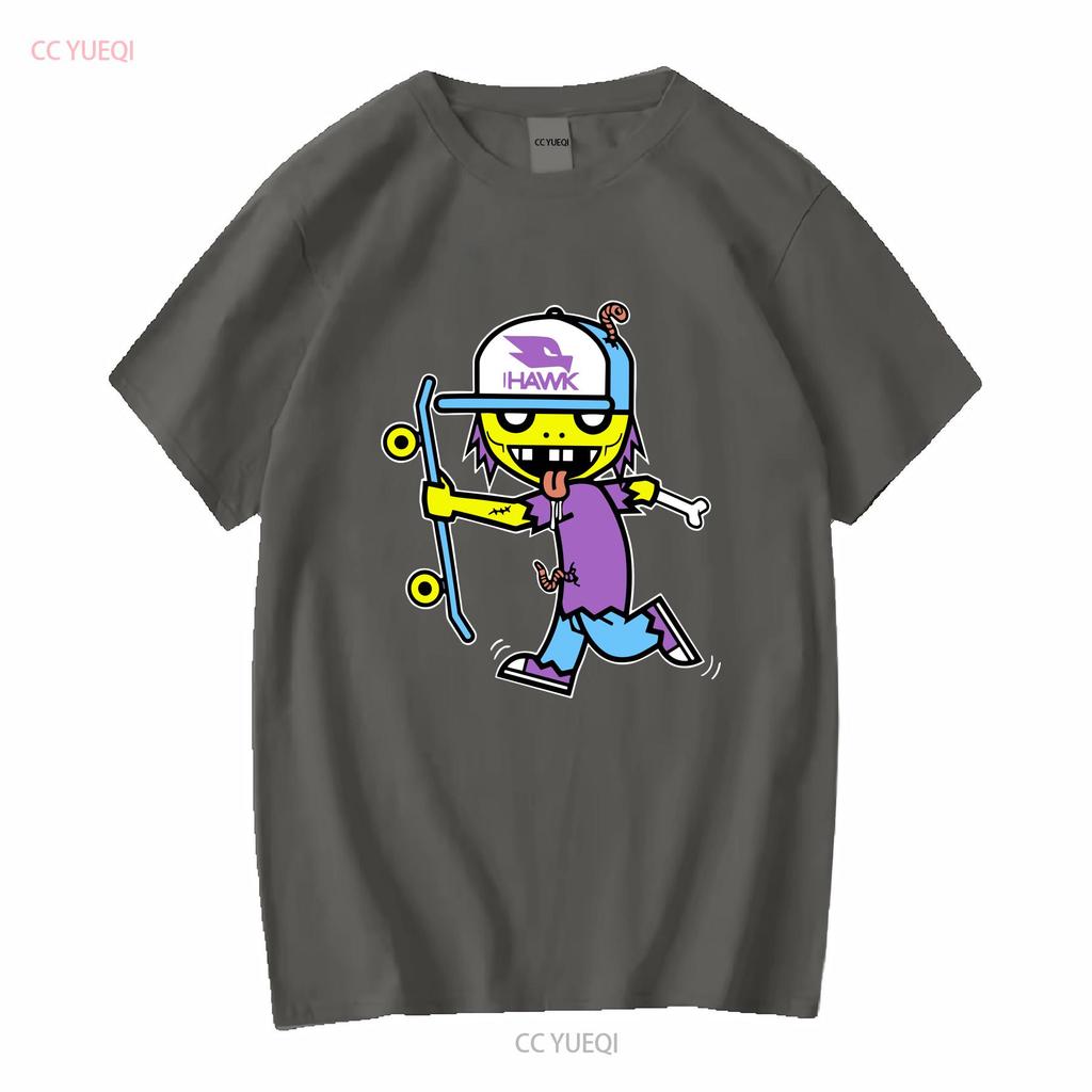 Tony Hawk Zombie Skateboarding T-shirt Blå Skjorta Ungdom Medium Polyester vintage Tvättad Mångsidig Topp För Vardagsbruk