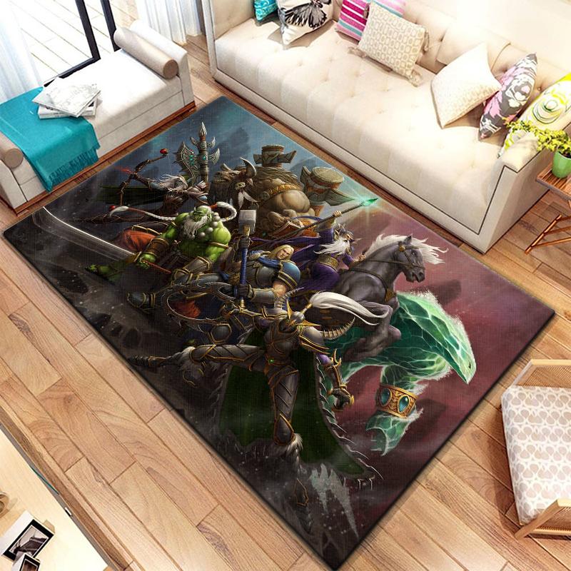 Spiel World of Warcraft Teppich für Wohnzimmerteppiche Camping Stranger Things Picknickmatte Rutschfester E-Sport-Teppich Yogamatte Fans Geschenk
