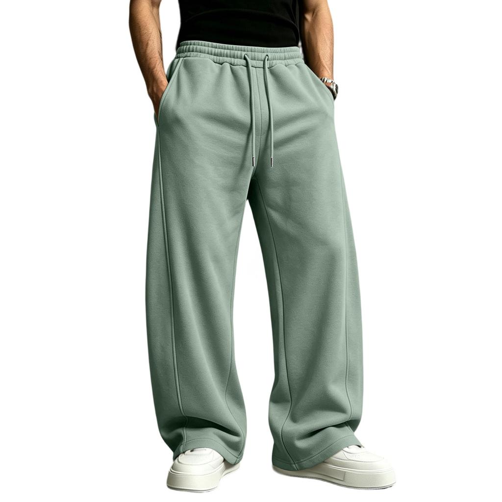 Men's Casual Straight Leg Joggers with Elastic Waistband and Drawstring for Everyday Wear