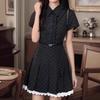 Korean Retro Fake Two-piece Polka Dot Short-sleeved Dress for Women's Spring College Style Wear, Waist and Thin A-word Short Skirt