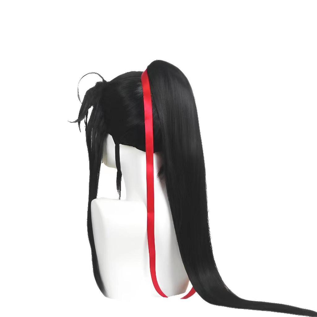 The Untamed Anime Wei Wuxian Youth Cosplay Wig - Black Single Ponytail Braid