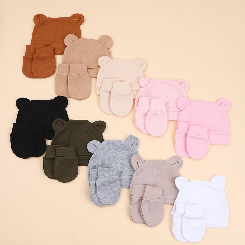 Conjunto de Chapéu e Luvas para Bebê Menina Algodão Gorro para Recém-nascidos Acessórios para Meninas Touca para Bebê Touca para Crianças Pequenas e Bebês Presente para Recém-nascidos