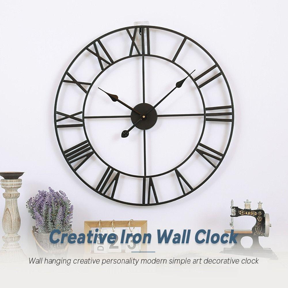 Stylish Nordic Style Roman Numerals Clock 40cm 3D Decorative Wall Clock Round Minimalist Wall Hanging Clock School